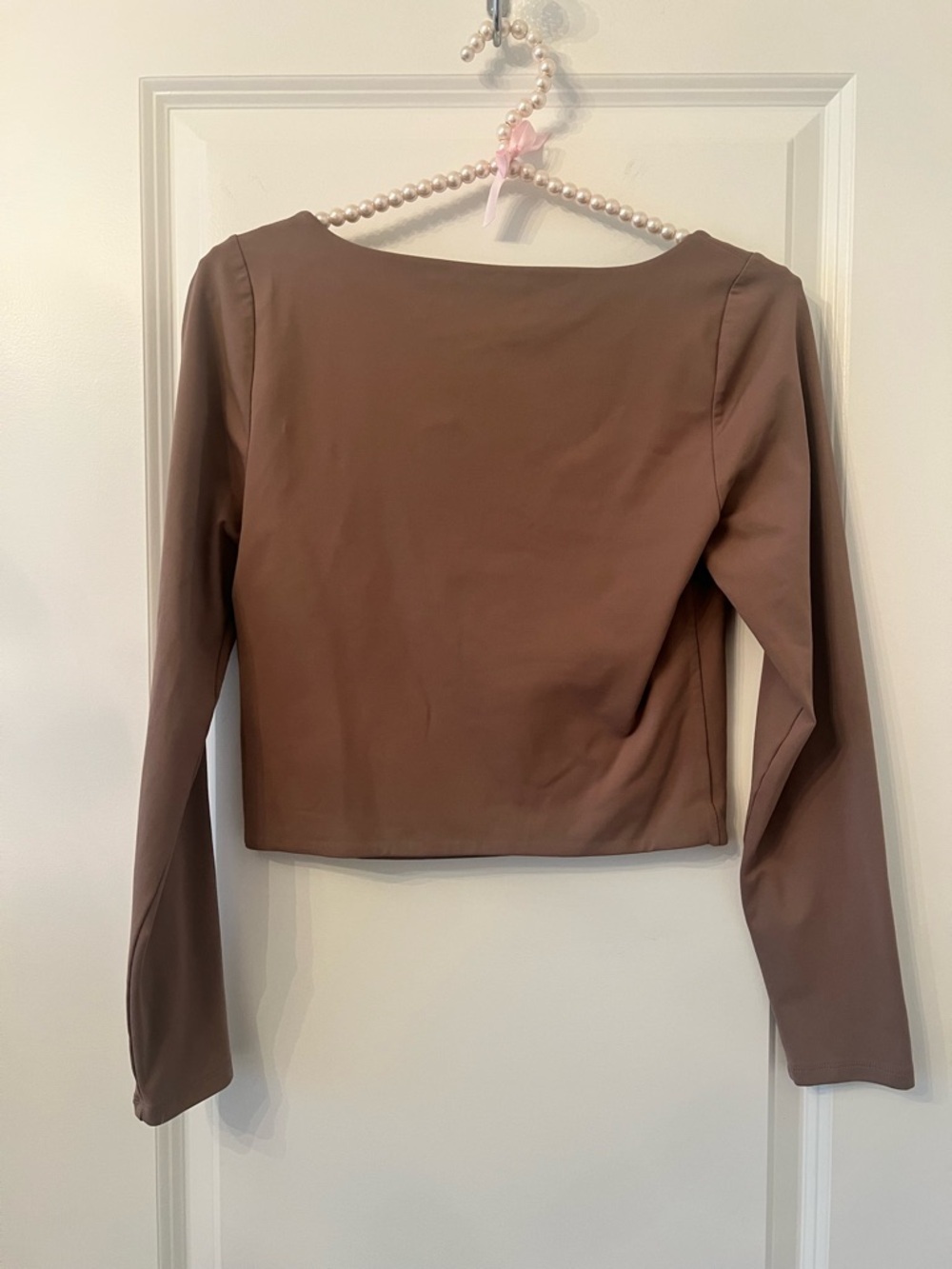 Babaton Square-Neck Long Sleeve Top in Mauve Brown - Picture 3 of 3